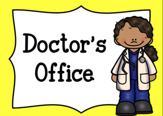 Doctor's Office sign with graphic of doctor